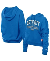 New Era Women's Blue Detroit Lions Throwback Boxy Hoodie Sweatshirt