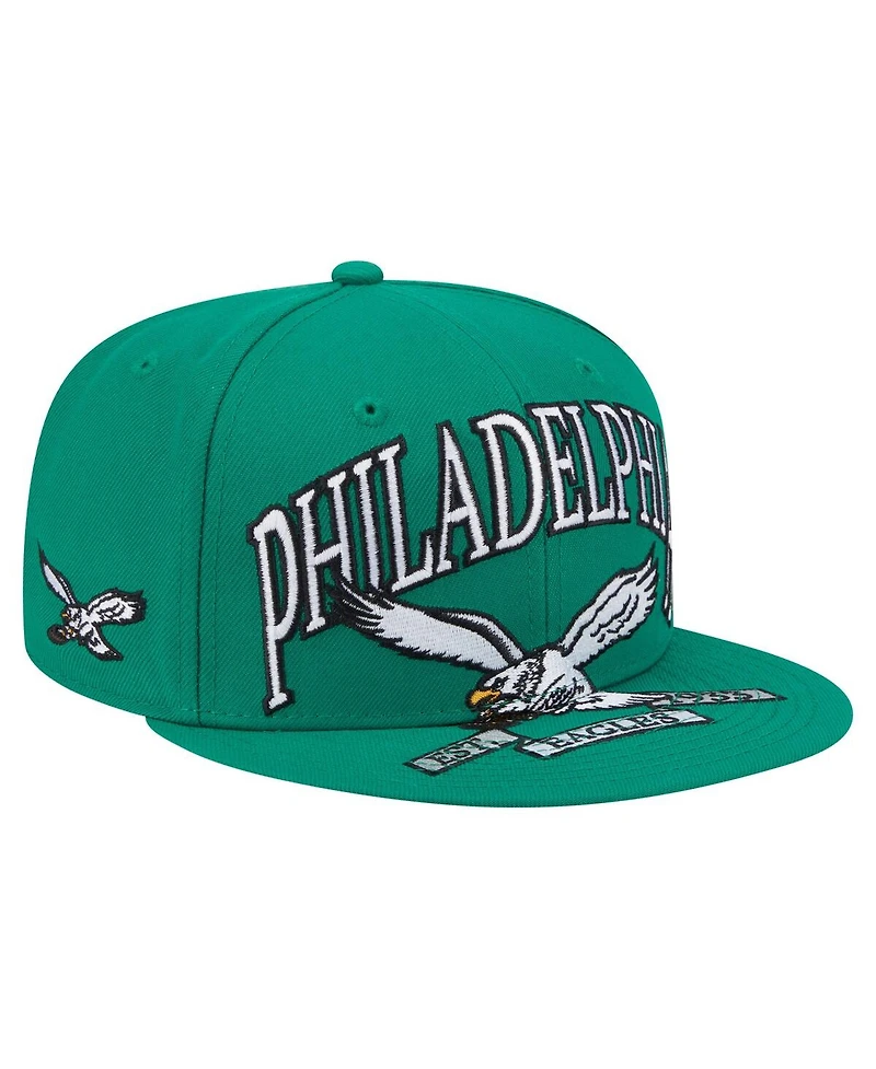 New Era Men's Kelly Green Philadelphia Eagles Throwback Oversized 59FIFTY Fitted Hat