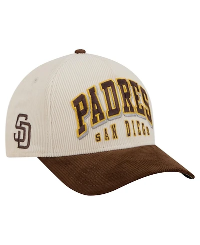 New Era Men's Cream/Brown San Diego Padres Sided Corduroy 9FORTY A-Frame Adjustable Hat