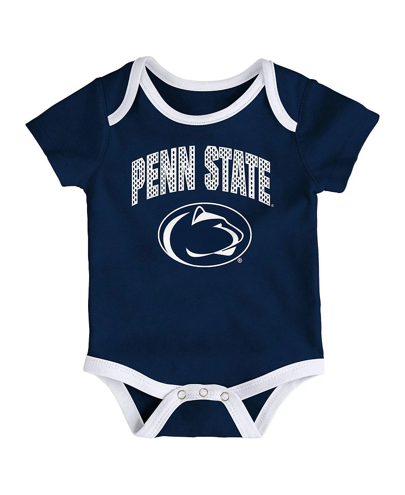 Outerstuff Baby Boys and Girls 3-Pack Penn State Nittany Lions All Day Play Bodysuit Set