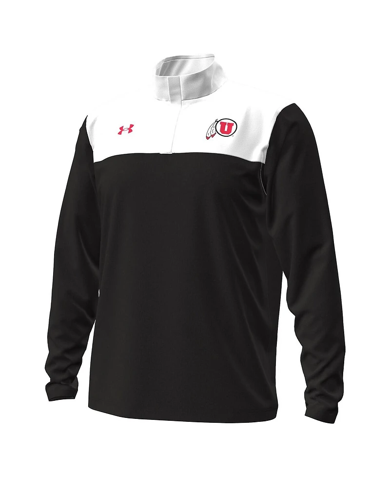 Under Armour Men's Black/White Utah Utes Green Blocked Quarter-Zip Pullover Sweatshirt
