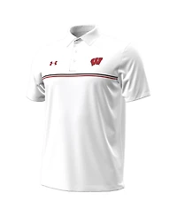 Under Armour Men's White Wisconsin Badgers Performance Drive Chest Stripe Polo Shirt