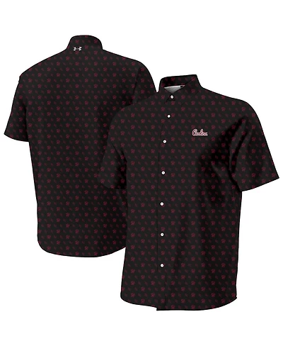 Under Armour Men's Black South Carolina Gamecocks Gameday Armourfuse Camp Button-Up Shirt