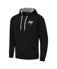 Antigua Men's Black Tampa Bay Buccaneers Brushed Carbon Victory Pullover Hoodie