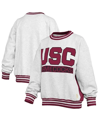 Pressbox Women's Heather Gray/Garnet South Carolina Gamecocks Endzone Crewneck Sweatshirt