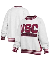 Pressbox Women's Heather Gray/Garnet South Carolina Gamecocks Endzone Crewneck Sweatshirt