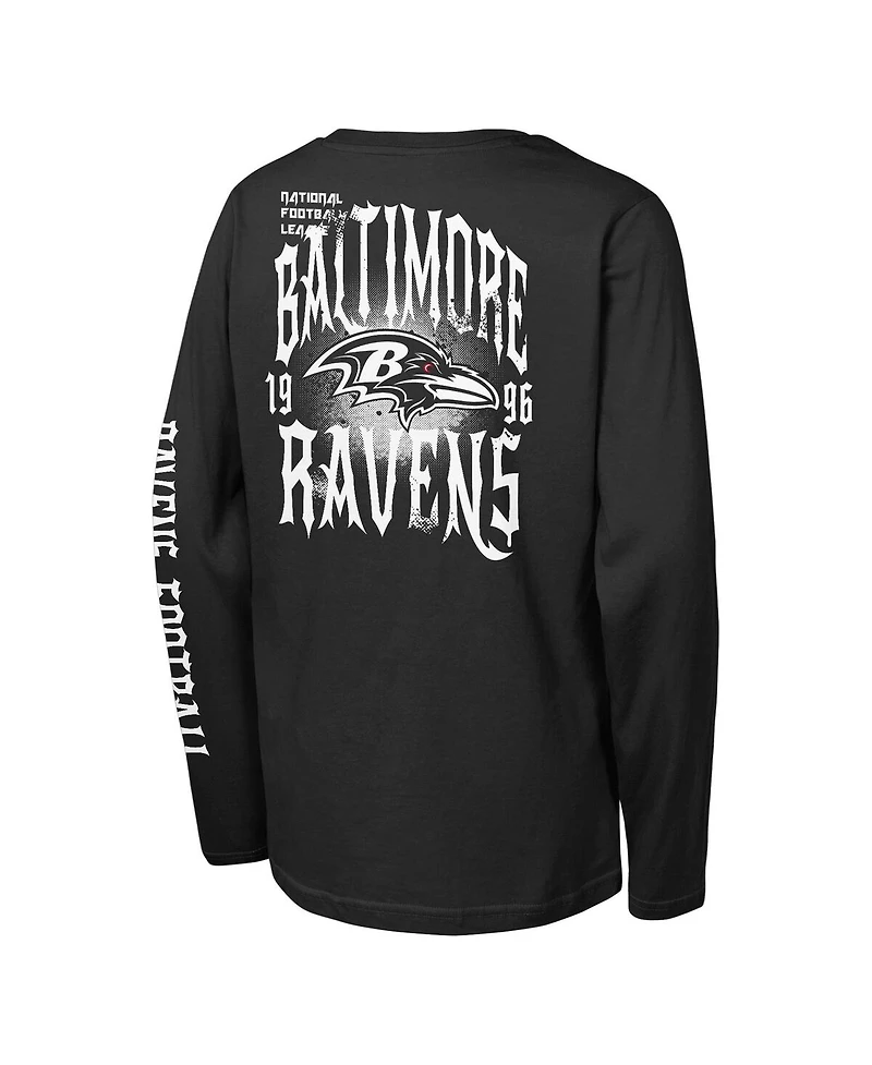Outerstuff Big Boys and Girls Black Baltimore Ravens Rumble Long Sleeve T-Shirt