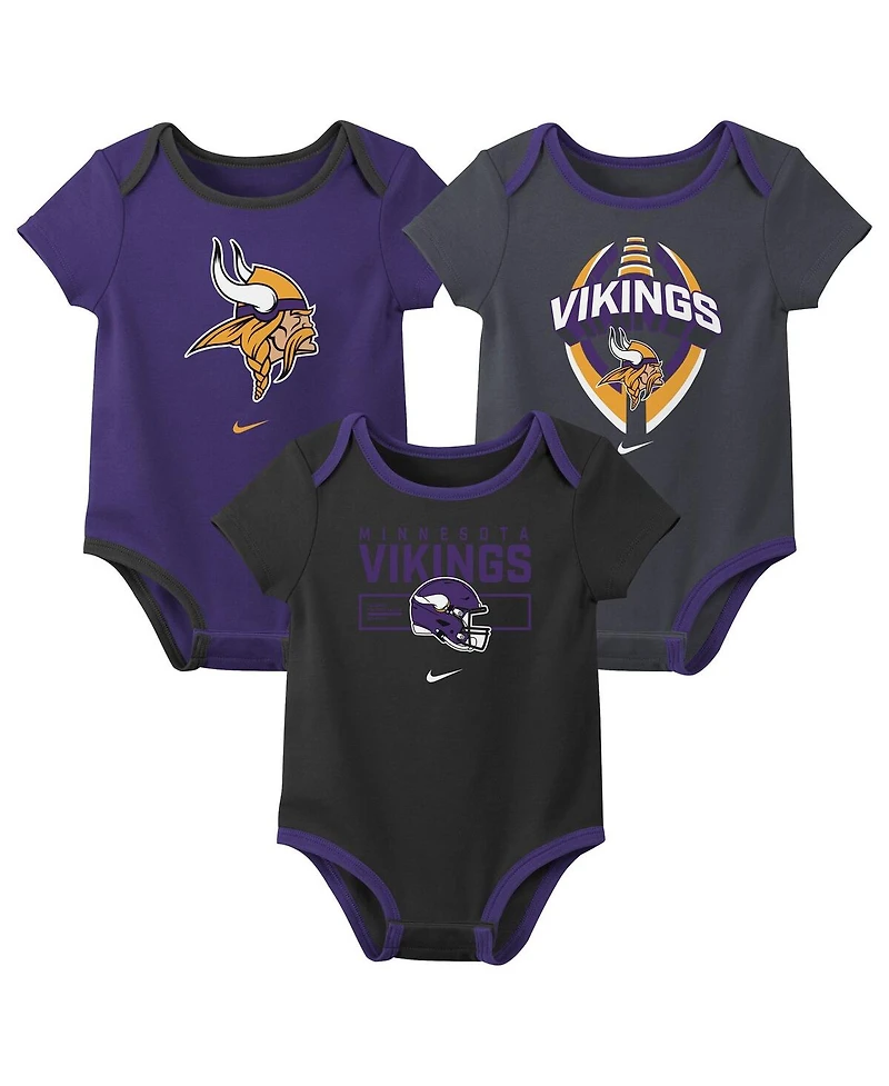 Nike Baby Boys and Girls 3-Piece Minnesota Vikings Bodysuit Set