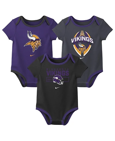 Nike Baby Boys and Girls 3-Piece Minnesota Vikings Bodysuit Set