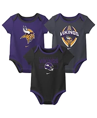 Nike Baby Boys and Girls 3-Piece Minnesota Vikings Bodysuit Set
