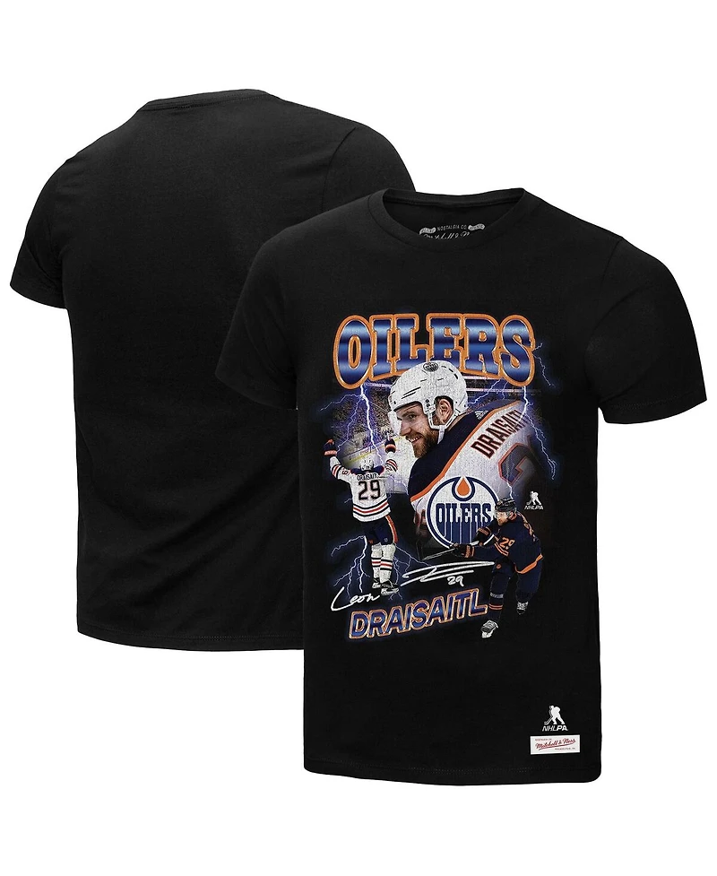 Mitchell & Ness Men's Leon Draisaitl Black Edmonton Oilers 2.0 Player Graphic T-Shirt