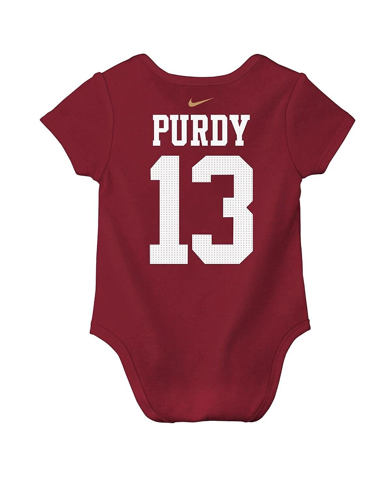 Nike Baby Boys and Girls Brock Purdy Scarlet San Francisco 49ers Player Name Number Bodysuit