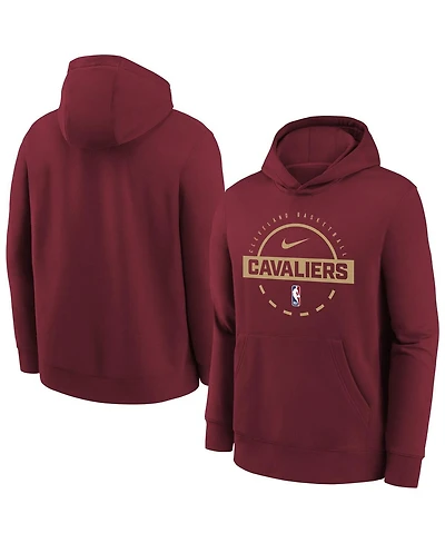 Nike Big Boys and Girls Wine Cleveland Cavaliers 2025/26 Club Fleece Practice Hoodie