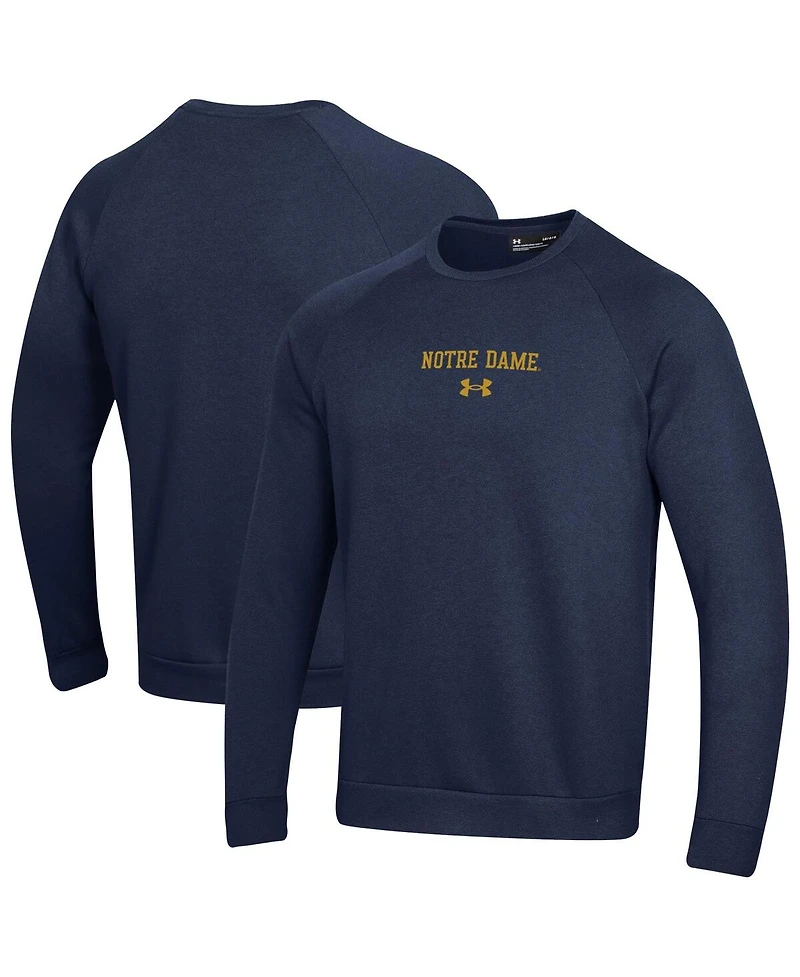 Under Armour Men's Navy Notre Dame Fighting Irish Sideline Rival Fleece Crewneck Sweatshirt