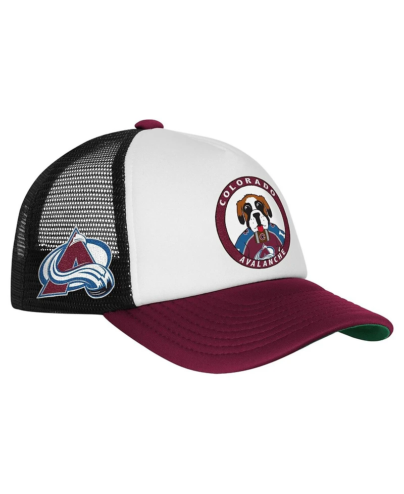 Mitchell & Ness Big Boys and Girls White Colorado Avalanche Mascot Adjustable Trucker Hat