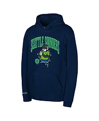 Mitchell & Ness Big Boys and Girls Navy Seattle Sounders Fc Mascot Break Out Pullover Hoodie