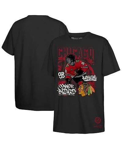 Mitchell & Ness Big Boys and Girls Connor Bedard Black Chicago Blackhawks Photo Reel Graphic T-Shirt