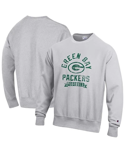 Champion Men's Heather Gray Green Bay Packers Reverse Weave Fleece Pullover Sweatshirt