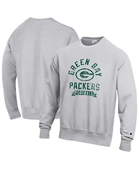 Champion Men's Heather Gray Green Bay Packers Reverse Weave Fleece Pullover Sweatshirt
