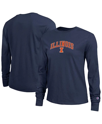Champion Women's Navy Illinois Fighting Illini Arch Over Logo Long Sleeve T-Shirt