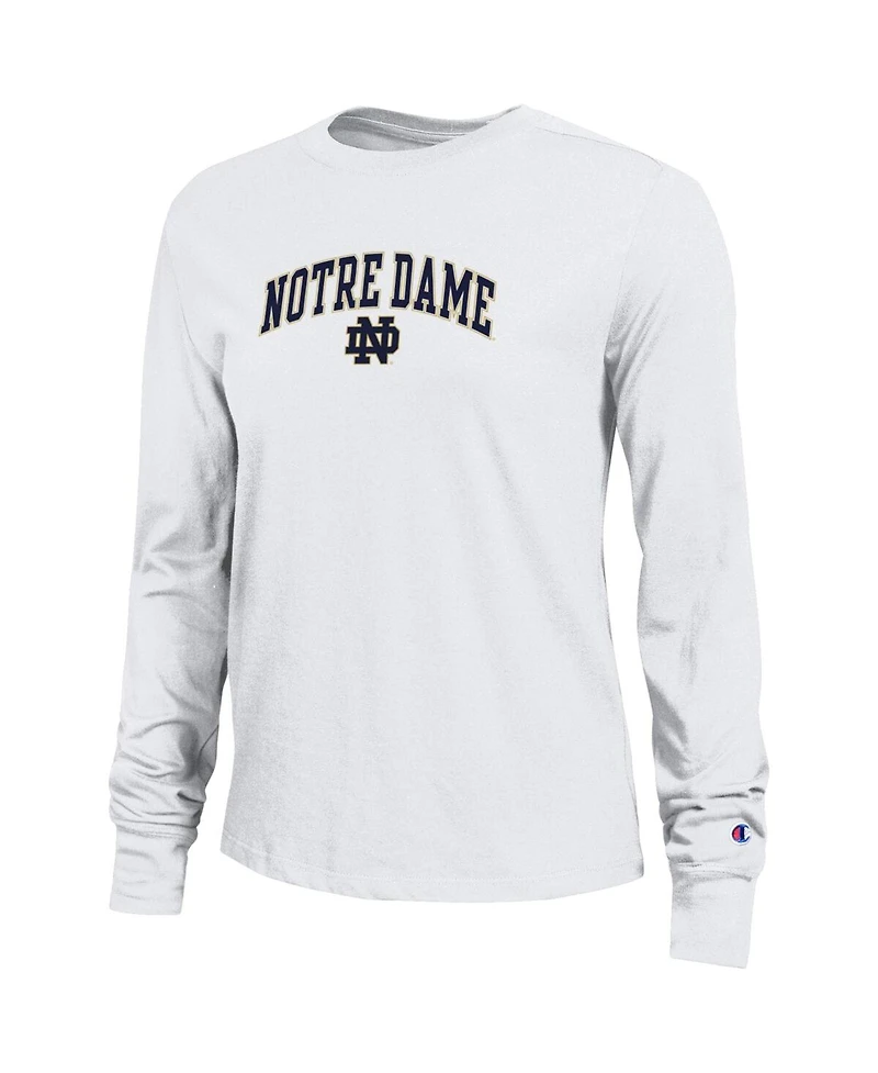 Champion Women's White Notre Dame Fighting Irish Arch Over Logo Long Sleeve T-Shirt