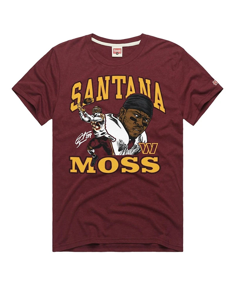 Homage Men's and Women's Santana Moss Burgundy Washington Commanders Retired Player Classic Caricature T-Shirt