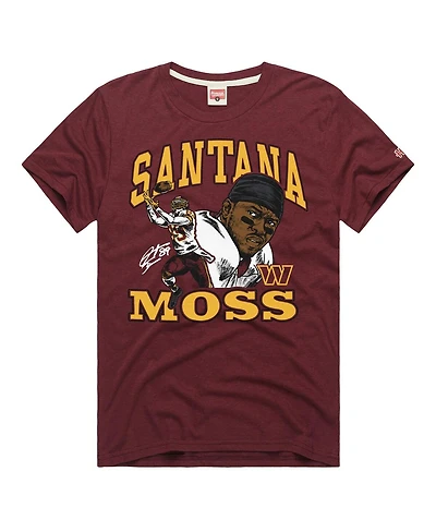 Homage Men's and Women's Santana Moss Burgundy Washington Commanders Retired Player Classic Caricature T-Shirt