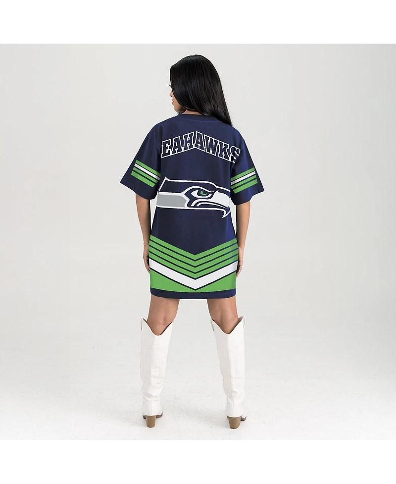 Gameday Couture Women's Navy Seattle Seahawks Perfect Score Vintage T-Shirt Dress