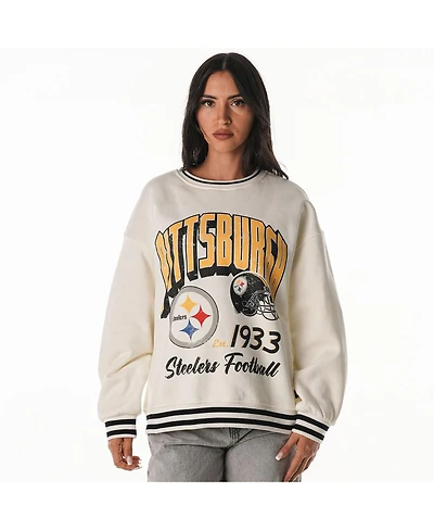 The Wild Collective Women's Cream Pittsburgh Steelers Oversized Vintage French Terry Sweatshirt