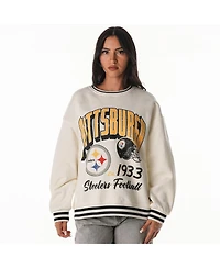 The Wild Collective Women's Cream Pittsburgh Steelers Oversized Vintage French Terry Sweatshirt