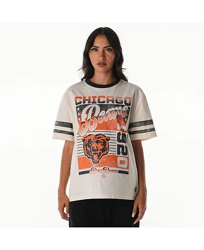The Wild Collective Women's Cream Chicago Bears Vintage Drop Shoulder Oversized Boyfriend T-Shirt