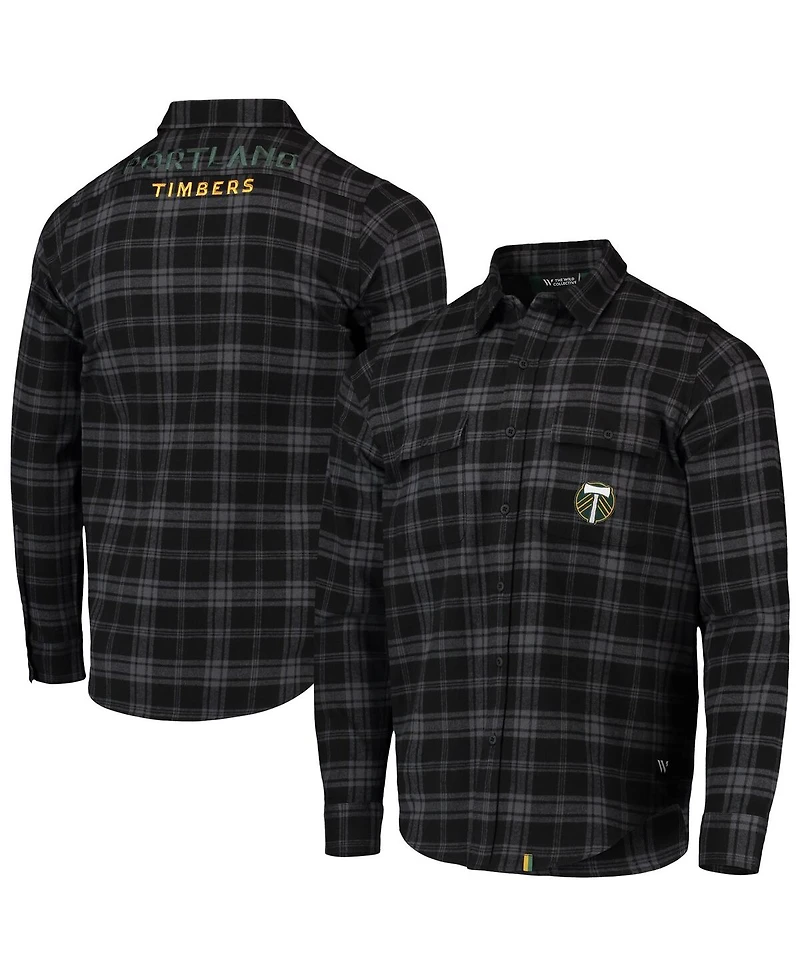 The Wild Collective Men's Black Portland Timbers Buffalo Check Button-Up Shirt