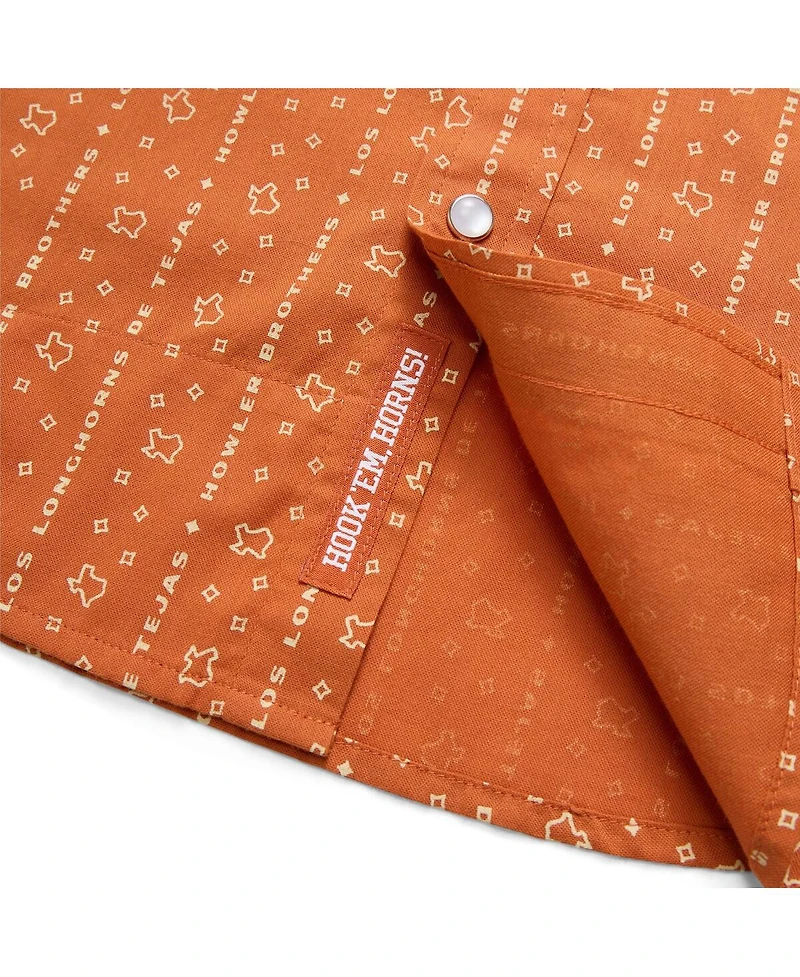 Howler Brothers Men's Texas Orange Longhorns x Print Full-Snap Shirt