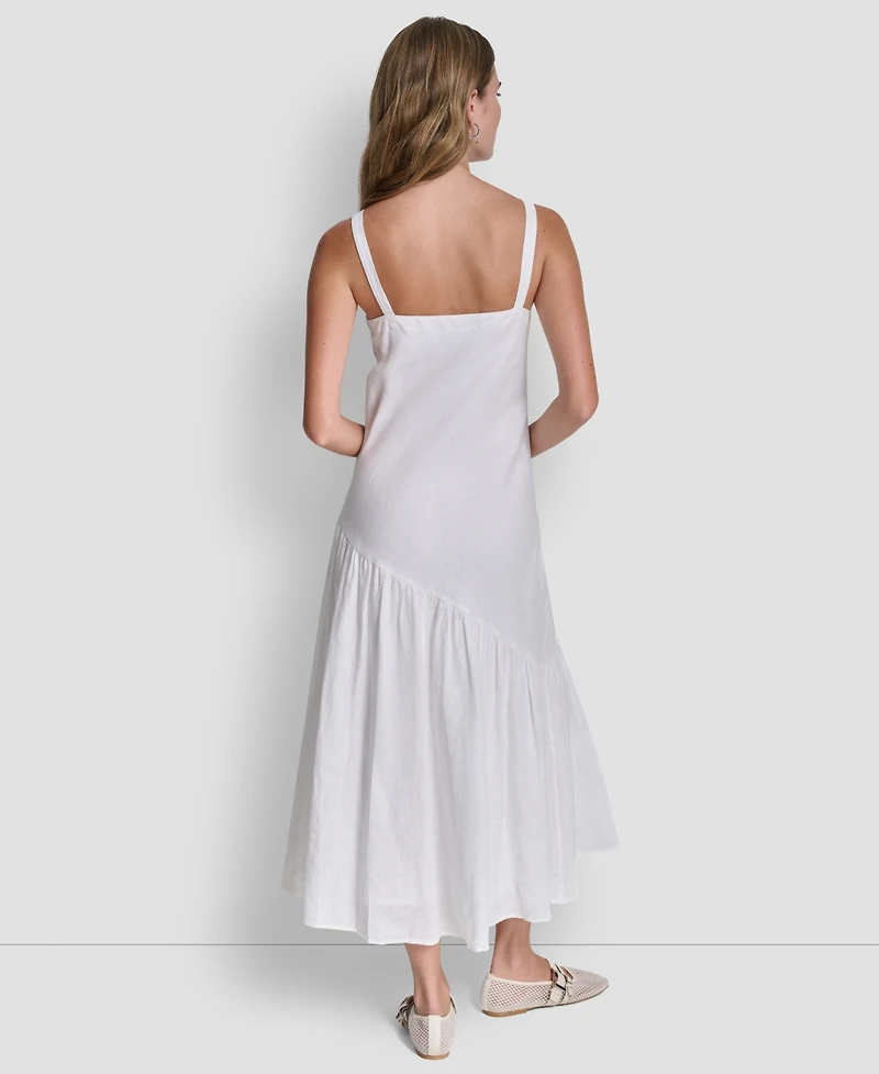 Dkny Women's Shirred Sleeveless V-Neck Dress
