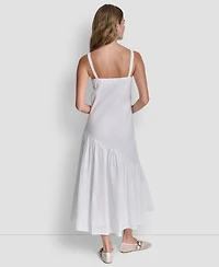 Dkny Women's Shirred Sleeveless V-Neck Dress