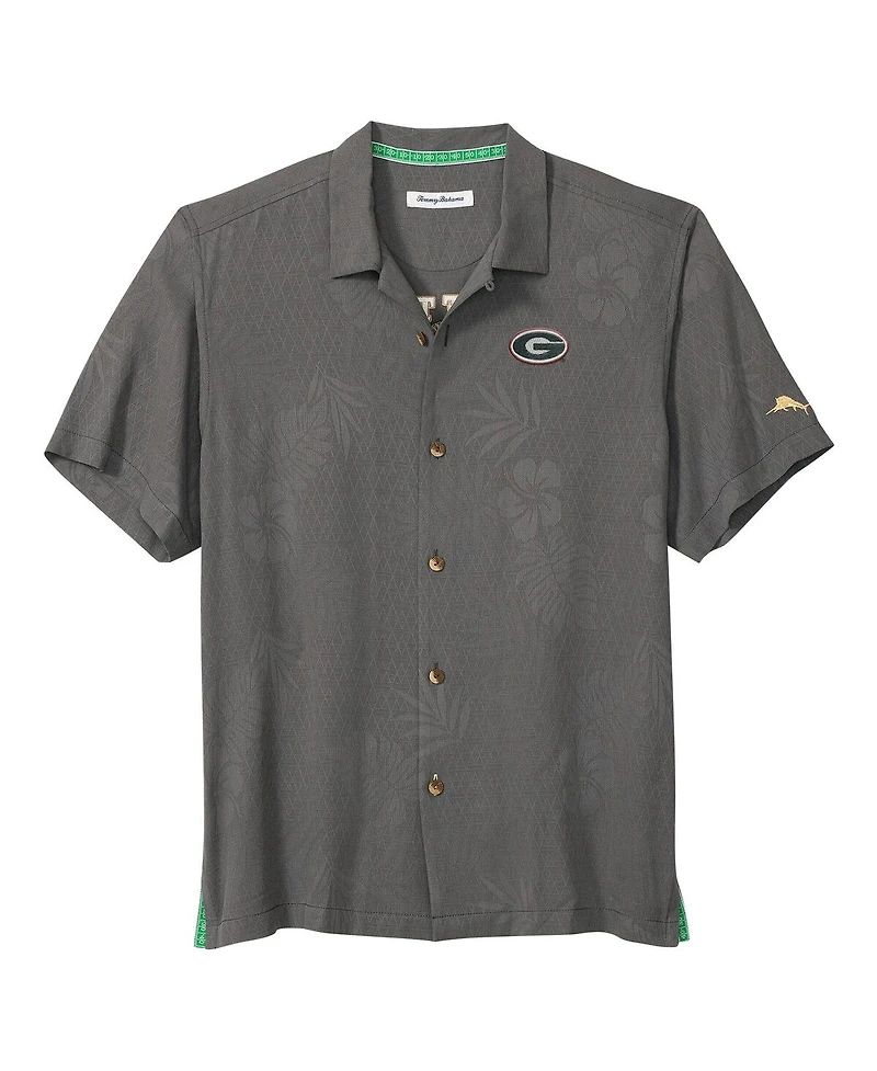 Tommy Bahama Men's Gray Georgia Bulldogs Catch of the Day Camp IslandZone Button-Up Shirt