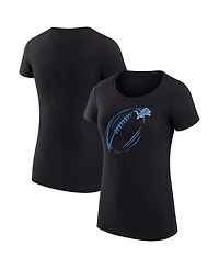 G-iii 4Her by Carl Banks Women's Black Detroit Lions Super-Slim Fit Lightweight Subtle Football T-Shirt