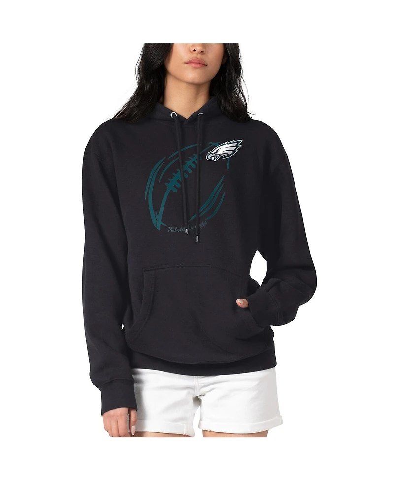G-iii 4Her by Carl Banks Women's Philadelphia Eagles Football Logo Fleece Tri-Blend Pullover Hoodie