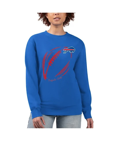 G-iii 4Her by Carl Banks Women's Royal Buffalo Bills Football Logo Graphic Fleece Tri-Blend Pullover Sweatshirt