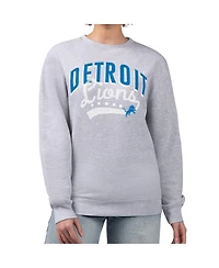G-iii 4Her by Carl Banks Women's Heather Gray Detroit Lions Filigree Logo Graphic Fleece Pullover Sweatshirt