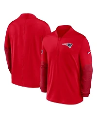 Nike Men's Red New England Patriots Sideline Dri-fit Half-Zip Pullover Hoodie
