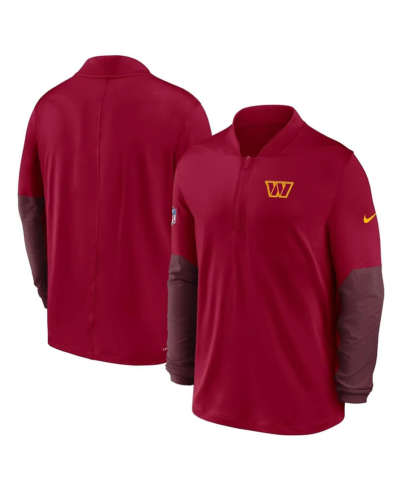 Nike Men's Burgundy Washington Commanders Sideline Dri-fit Half-Zip Pullover Hoodie