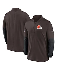 Nike Men's Brown Cleveland Browns Sideline Dri-fit Half-Zip Pullover Hoodie