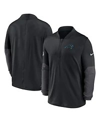 Nike Men's Black Carolina Panthers Sideline Dri-fit Half-Zip Pullover Hoodie