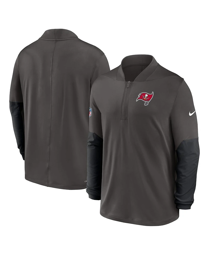 Nike Men's Pewter Tampa Bay Buccaneers Sideline Dri-fit Half-Zip Pullover Hoodie