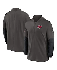 Nike Men's Pewter Tampa Bay Buccaneers Sideline Dri-fit Half-Zip Pullover Hoodie