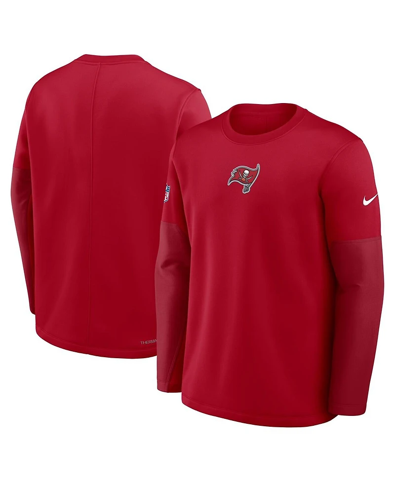 Nike Men's Red Tampa Bay Buccaneers Sideline Coach Therma-fit Long Sleeve T-Shirt