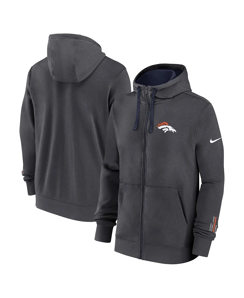 Nike Men's Anthracite Denver Broncos Primetime Club Full-Zip Hoodie