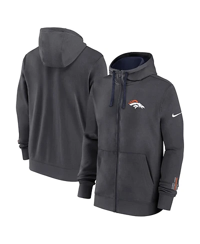 Nike Men's Anthracite Denver Broncos Primetime Club Full-Zip Hoodie