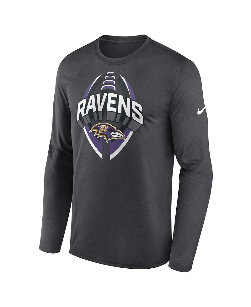 Nike Men's Anthracite Baltimore Ravens Primetime Legend Icon Performance Long Sleeve T-Shirt